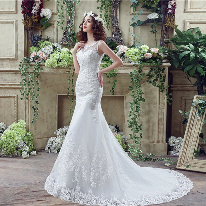 Bride Trailing Wedding Dress sexy Lace Mermaid Wedding Dress