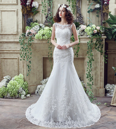 Bride Trailing Wedding Dress sexy Lace Mermaid Wedding Dress
